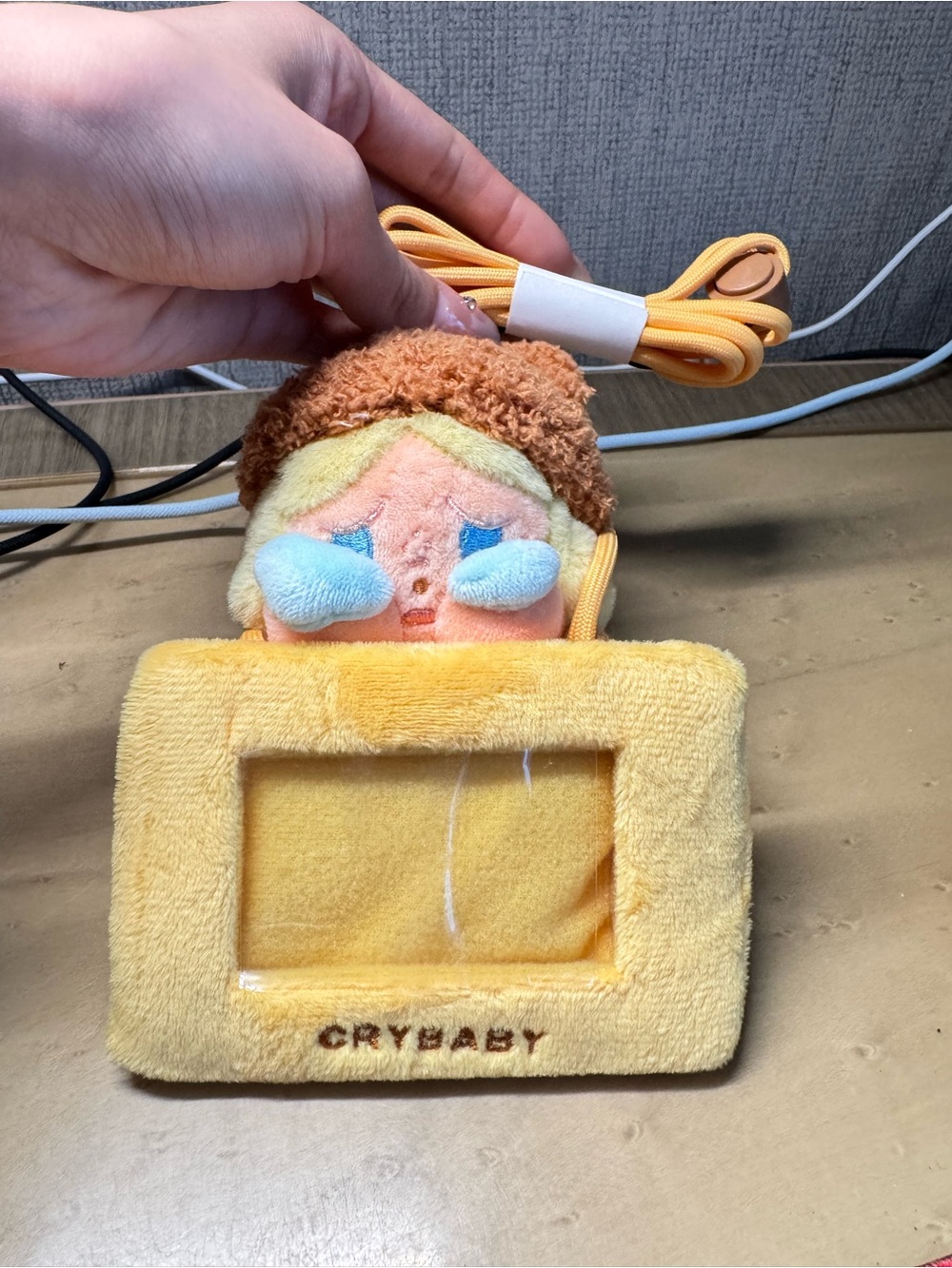 POP MART CRYBABY Crying Again Series Card Holder Plush Frame Toy - Yellow